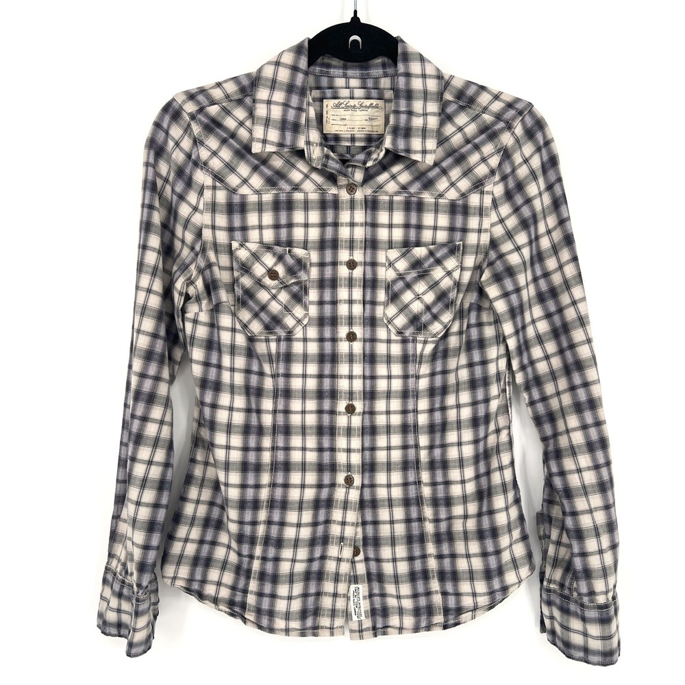 AllSaints Spitalfields Parson Shirt Plaid Button Down Size 8 Cotton EUC